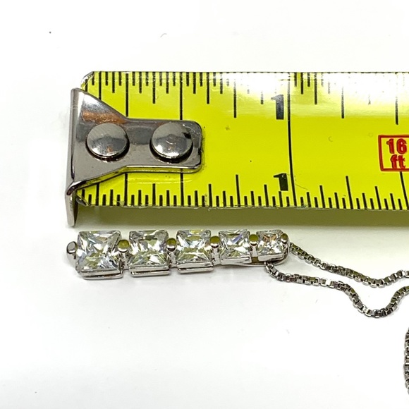 Sterling Silver CZ Cubic Zirconia Square Journey Pendant Necklace 18” - Picture 7 of 8